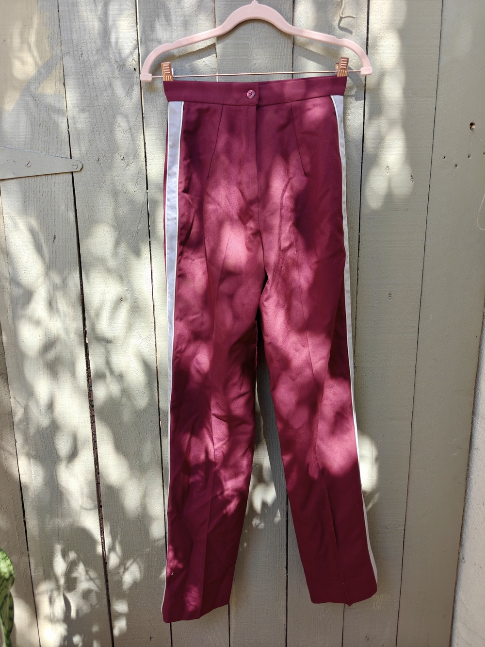 Maroon Pants with White Side Stripe
